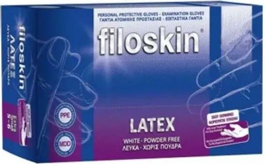 filoskin γάντια λάτεξ χωρίς πούδρα 100τμχ