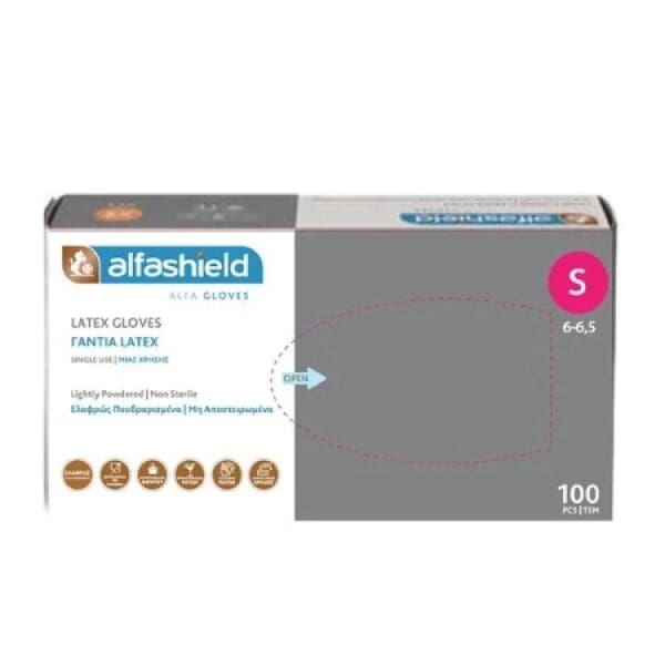 ALFASHIELD ΓΑΝΤΙΑ ΑΠΛΑ LATEX ΜΕ ΠΟΥΔΡΑ 100ΤΜΧ
